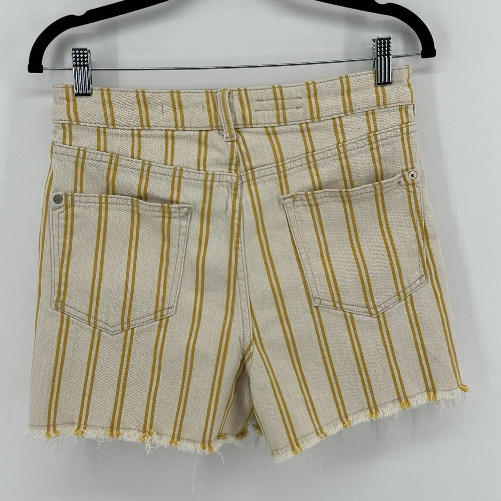 Pilcro Anthropologie Cream Yellow Striped Denim Shorts Size 30 - Picture 3 of 14